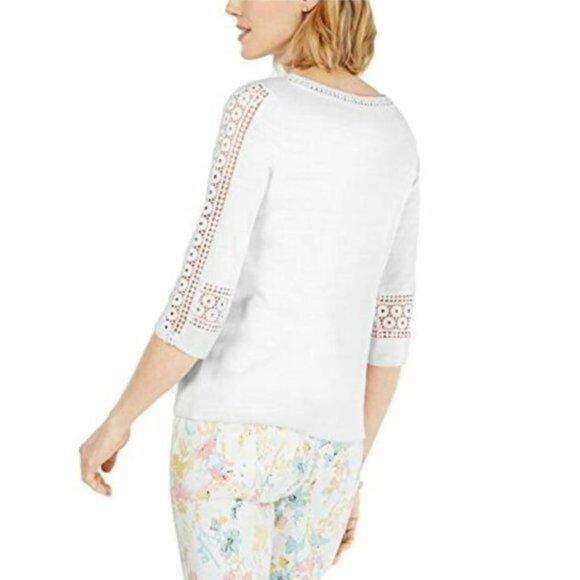 Charter Club Crochet-Inset Top - Picture 2 of 9